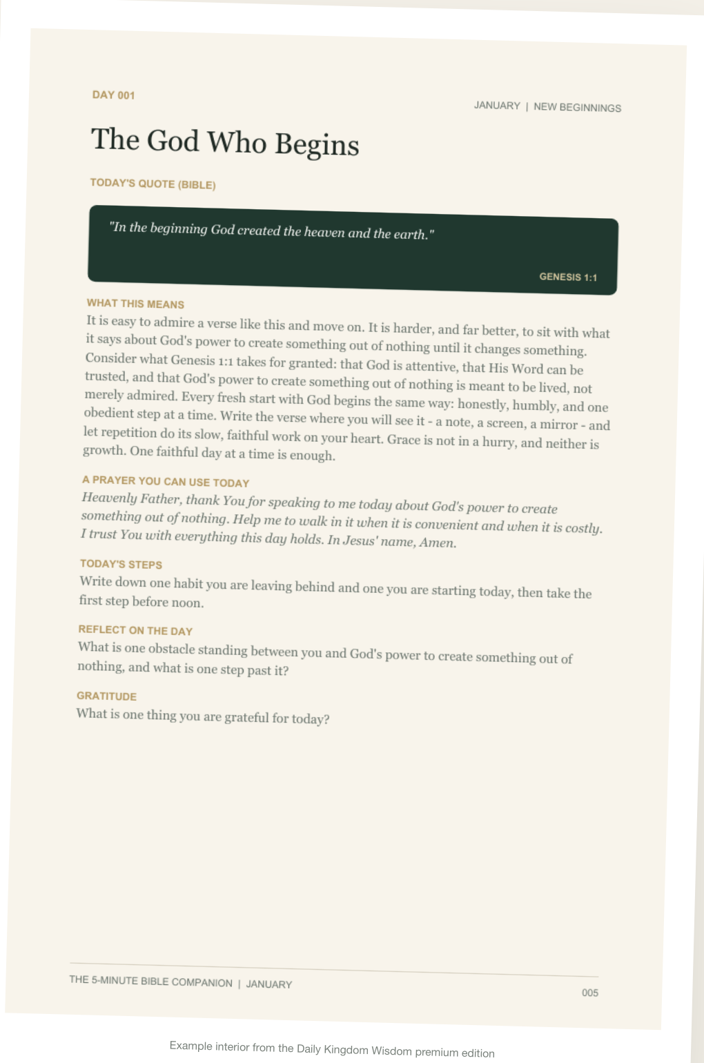 Example of a premium The 4:13 Project daily reading page