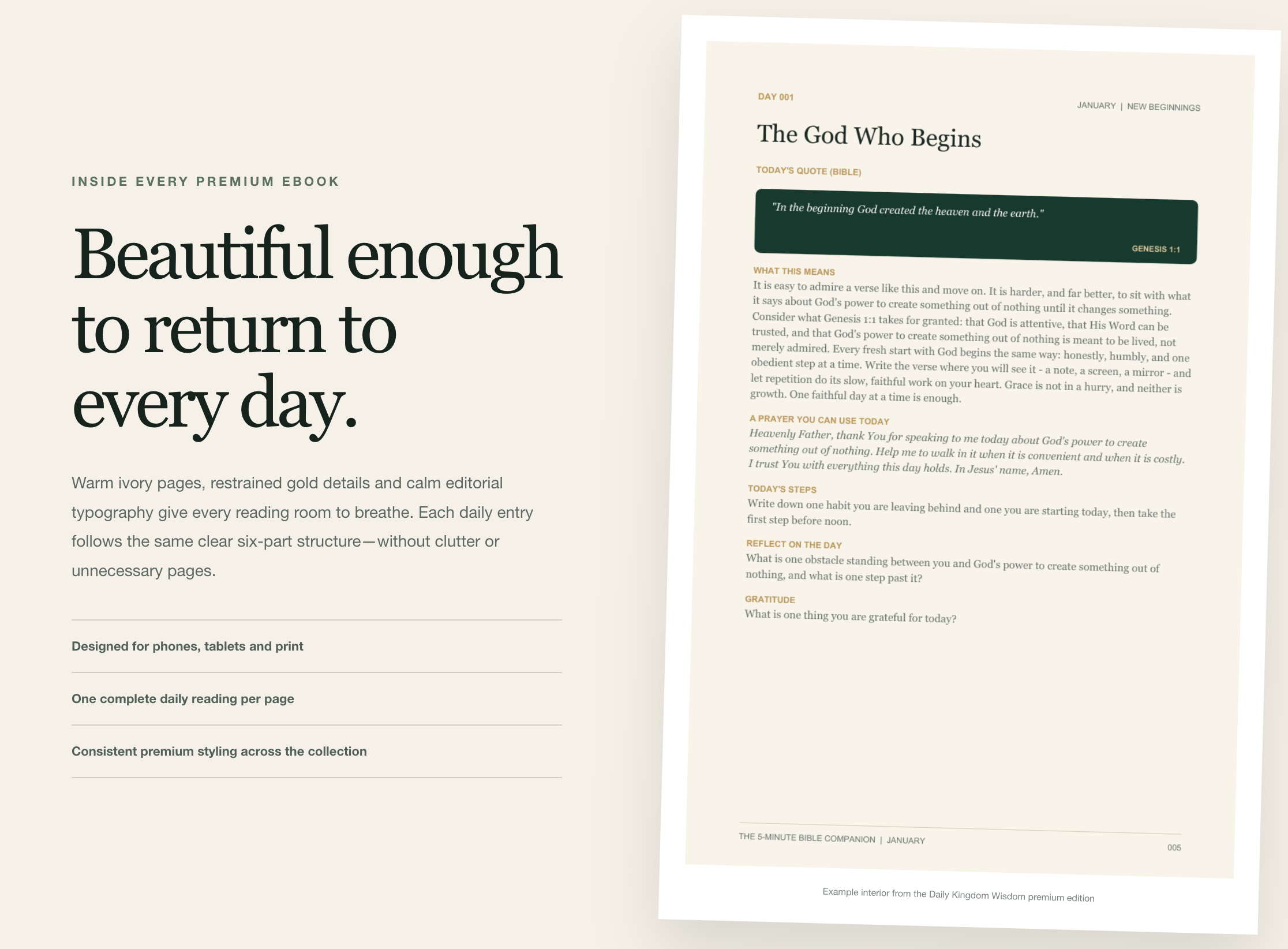 Premium dated page from the Companion+ Journal printable PDF